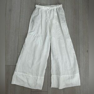 Zara White Wide-Leg Linen Pants